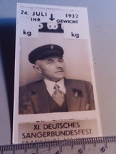 Altes Foto Porträt älterer Herr, Sängerbundfest, Wiegekarte mit Bild 1932