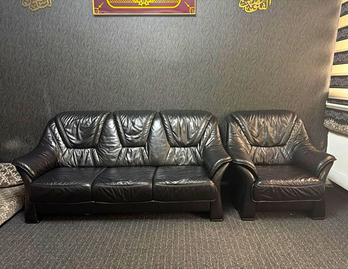 Leder sofa set tlg schwarz - leder, 2-tlg.