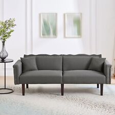 2-in-1 Klappsofa mit Schlaffunktion Stoff Schlafsofa Zweisitzer-Sofa Couch Grau