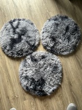3x Teppich Rund Flauschiger Waschbar 50cm, Hochflor Plüsch