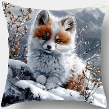   Kissenbezug Kissenhülle Dekokissen Kinder  Fuchs  Schnee Winter 45x45cm Neu