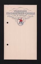 BAD VILBEL, Getränkekarte Weinkarte Speisekarte blanko 1920, Elisabethen-Quelle