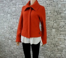 FOR CYNTHIA DAMEN REINE KOCHWOLLE STRICKJACKE ZIPP DICK WARM MANDARINE  L