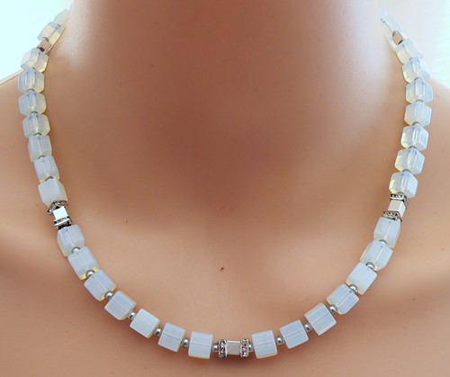 Halskette glas würfel perlen - ,