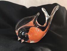 dekorativer Glas Fisch Glasfigur 15cm  Transparent /orange  337g  Deko