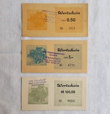 3x Wertschein LPG Geld " Fortschritt " Olbersleben " Vorwärts " Mannstedt DDR