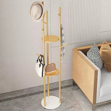 Kleiderständer Marmor Garderobenständer Gold 9 Haken 3 Ablagen für Hut Schal DE