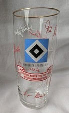 HSV Glas mit Goldrand - Vintage - Sammlerglas - Autogramme Hamburger Sportverein