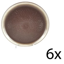 6er Set Staffel Stoneware Kuchenteller Dessertteller braun Braun 