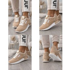 Damen Sneaker Beige Plateau
