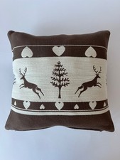 2er Set - Alpenstil Kissenbezug Handarbeit Creme Braun 32x32cm Deko Wohnkultur