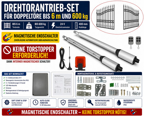 600kg drehtorantrieb set - 600kg, 6m