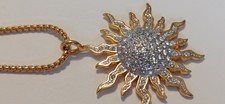 Anhänger Sonne goldfarben Zirkonia mit Kette Modeschmuck