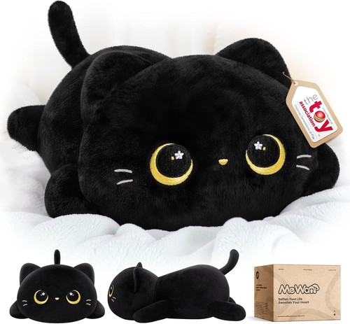 Schwarze katze plüschkissen - schwarze,