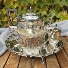 TEESERVICE 'QUEEN ANNE' - ANTIK - STERLINGSILBER - 1, 15 LITER -  Sheff. 1918