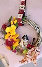 Türkranz DEKO KRANZ ?HUND Welcome Kunstharz Seidenblumen GÜRTEL MEHRFARBIG Q77