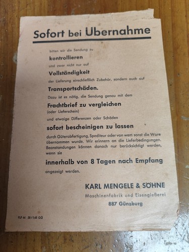 Schreiben mengele bestellungen - schreiben,