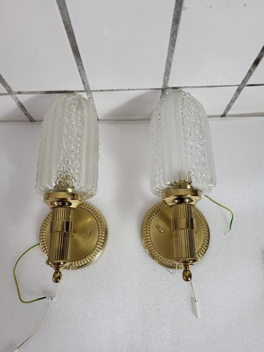 Vintage wandlampe messing - 2x,