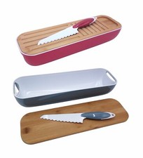 Brotkasten mit Schneidebrett und Brotmesser Brotkorb Brotbehälter Baguett Box