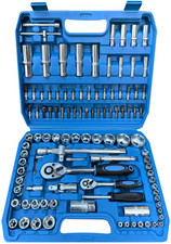 108-teilig Steckschlüsselsatz Ratschenkasten 1/2" 1/4" Knarrenkasten Bits