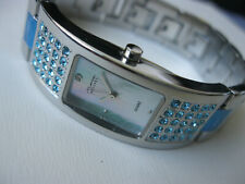 Maria Bellesi Damenuhr Quarzuhr hellblau Ziersteine NEU