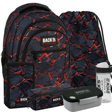 BackUP Schulrucksack Rucksack Schultasche Ranzen Set 6 teilig Jungen Schwarz Rot