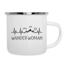 Wander Woman Herzschlag Wandern Berge Wanderwoman Camping-Becher, One size, Weiß