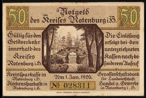 Notgeld rotenburg 1920 - notgeld, i.