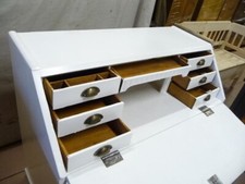 5836. Alter Biedermeier Sekretär Schreibtisch Eiche massiv weiß