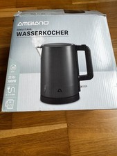 AMBIANO Edelstahl Wasserkocher 1,7L / 2550-3000 Watt / modernes Design Anthrazit