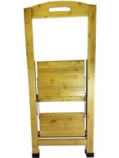 Bambus Haushaltsleiter - 2 Stufen - GARDINGER Trittleiter Stehleiter Klapptritt 