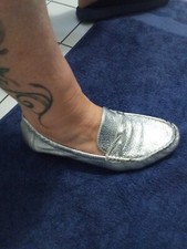 WOW!!! Extravagante Damen LEDERSchuhe, Caprice, Mokassin, Silber, Gr. 5 1/2