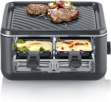 SEVERIN Mini Raclette-Grill für 4 Personen, Kompakter Tischgrill, 600W, Schwarz