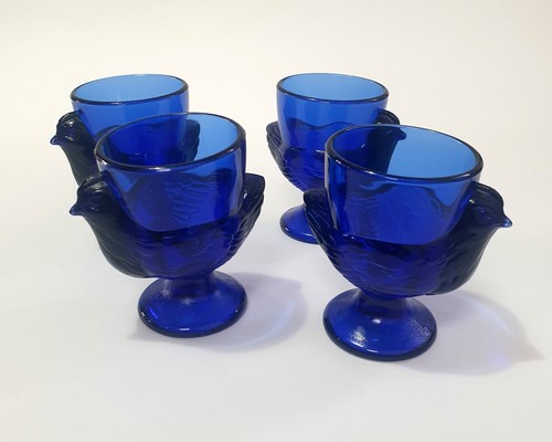 Vintage kobaltblau glas - 4x,