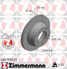 2x Bremsscheibe Zimmermann 460.1009.20 Ø290x20 belüftet für Porsche 911 hinten