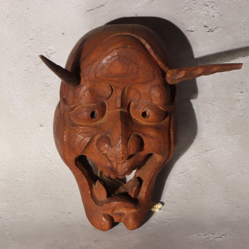 Japanische antike holzmaske - antike,