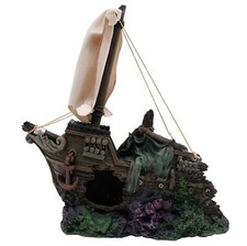 Segelschiff Wrack Boot Segelboot gesunkenes Schiff mit Segel Aquarium Deko 12213