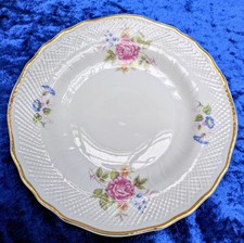 6 Suppenteller 23cm Hollohaza Classic Hajnalka Blumendekor Relief-Rand Goldrand