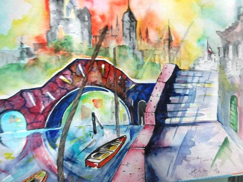 Original aquarell venedig 48cm - original,