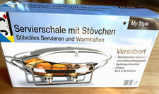 Servierschale mit Deckel + Stövchen Warmhalte Schale versilbert  OVP