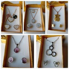 Edelstahl 316 Schmuckset Halskette mit Anhänger Ohrringe verschiedene Design F-2