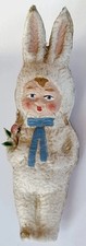 D0500 - Alte Pappmaschee Figur - Kind - Osterhase - Ostern -Dekoration - 14,5 cm