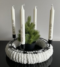 Deko Adventskranz Rund Flauschig Sternenmuster Weihnachten Advent Modern Unikat