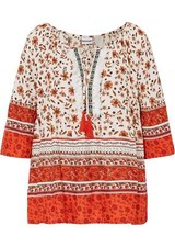 Bluse mit Volant Gr. 40 Orange