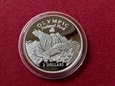 Cook Inseln 2 Dollars 1996 Silbermünze Olympic National Park Weißkopfseeadler !