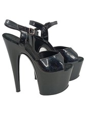 Pleaser Plateausandalen Damen High Heels Lack Schwarz Gr. 36 Glamourös Party