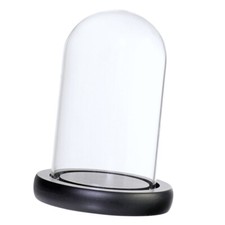 DIY Glasglocke Glashaube Glaskuppel Glasabdeckung mit Holzteller Schwarz