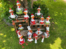 Lustige Hühnerfamilie Hahn Huhn Henne Kücken Gartenstecker Kantenhocker Keramik