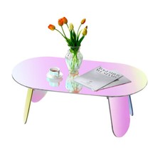 Sofatisch Beistelltisch Bunt Kaffeetisch Acryltisch Transparent Plexiglas Oval 