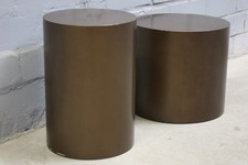 Designer Hocker 2er Set braun Ablage Lounge Couchtisch Sofatisch Sofa Tisch